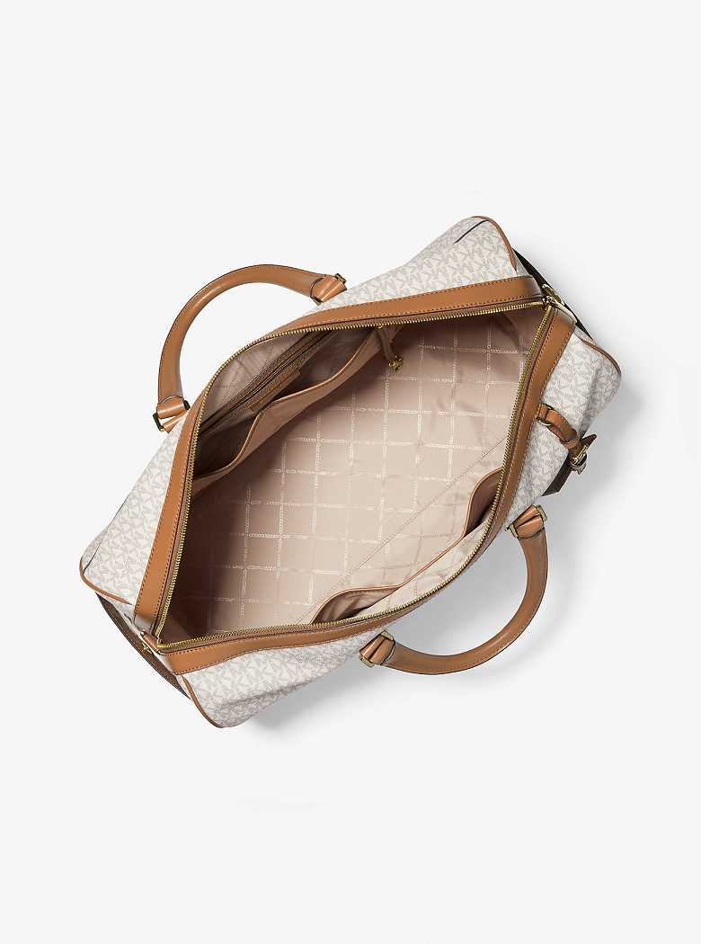 Michael Kors Bedford Travel Extra-Large Logo Stripe Vanilla/Acorn | SN-MK28166