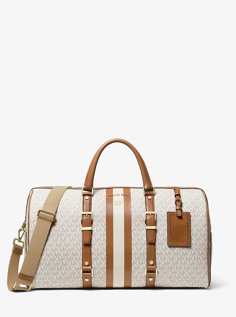 Michael Kors Bedford Travel Extra-Large Logo Stripe Vanilla/Acorn | SN-MK28166