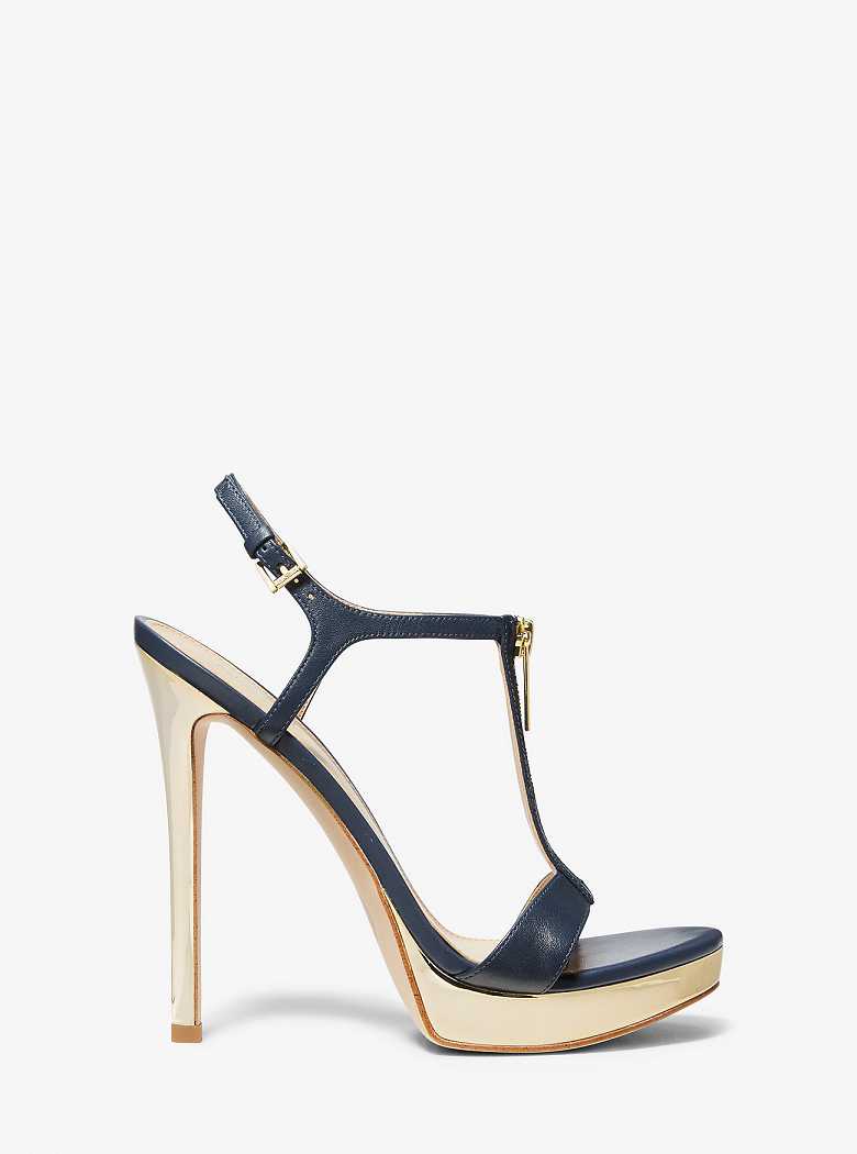 Michael Kors Berkley Leather and Metallic Stiletto Navy | SN-MK27559