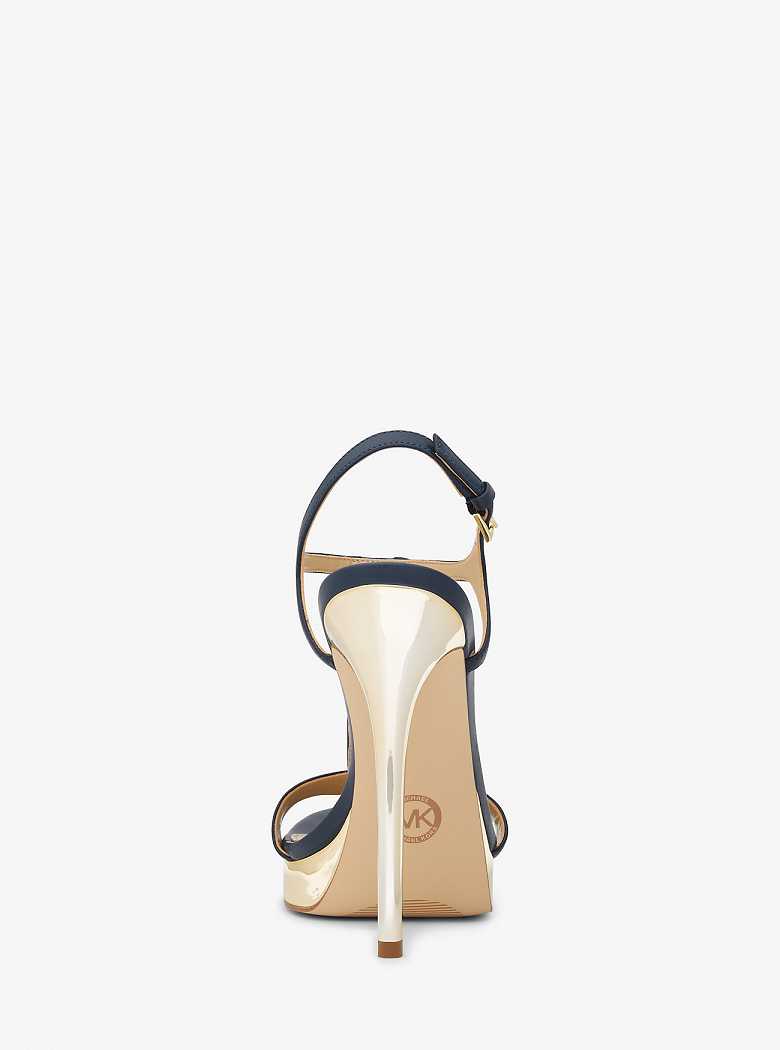 Michael Kors Berkley Leather and Metallic Stiletto Navy | SN-MK27559