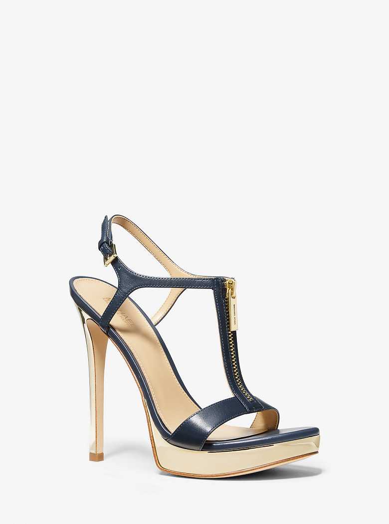 Michael Kors Berkley Leather and Metallic Stiletto Navy | SN-MK27559