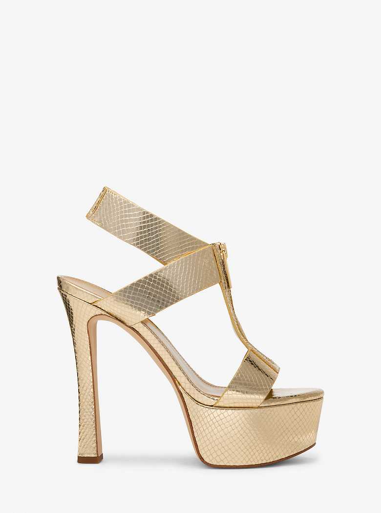 Michael Kors Berkley Metallic Snake Embossed Pale Gold | SN-MK27532