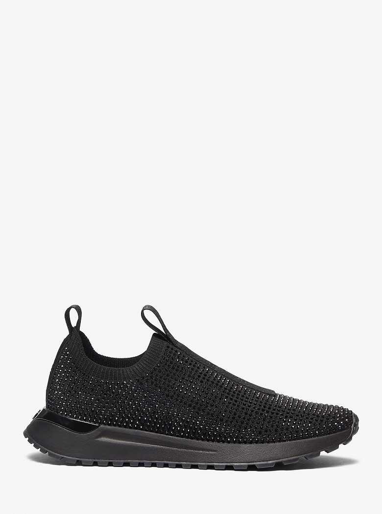 Michael Kors Bodie Embellished Stretch Knit Slip-On Black/Black | SN-MK27469