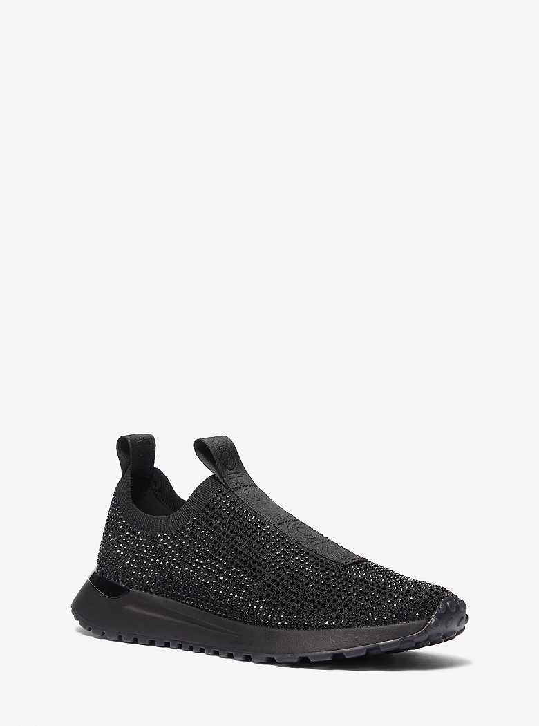 Michael Kors Bodie Embellished Stretch Knit Slip-On Black/Black | SN-MK27469