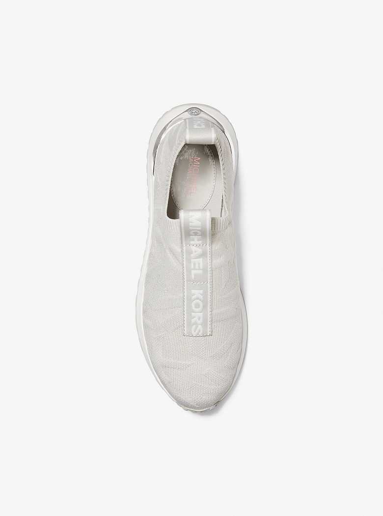 Michael Kors Bodie Logo Embossed Stretch Knit Slip-On Aluminum | SN-MK27424