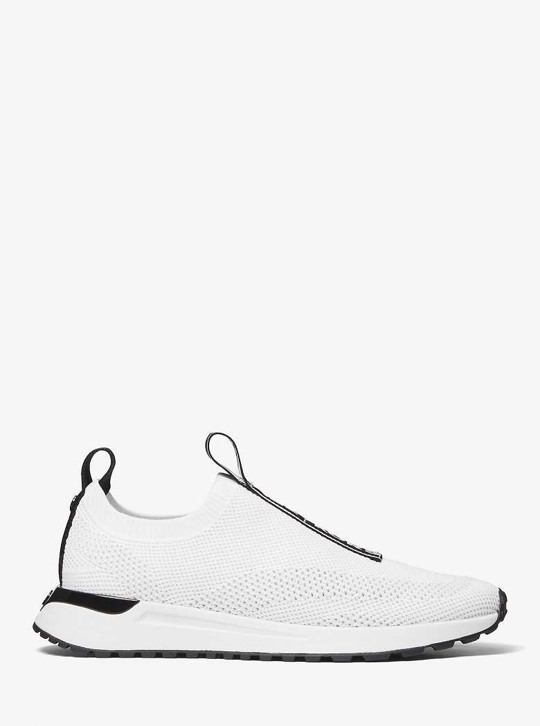 Michael Kors Bodie Logo Tape Mesh Slip-On Optic White | SN-MK27476