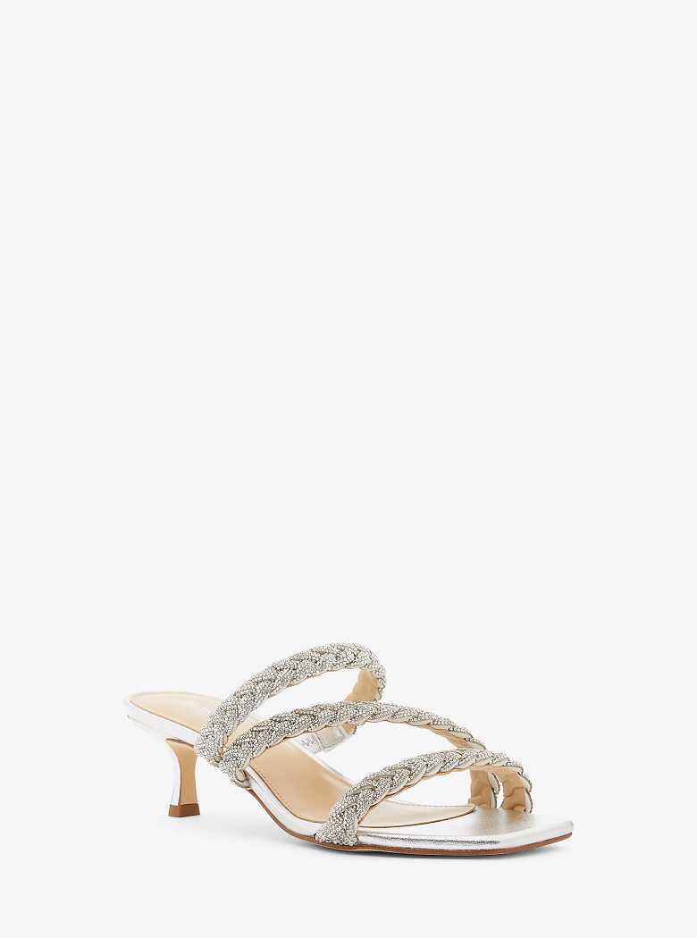 Michael Kors Celia Embellished Metallic Kitten Silver | SN-MK27488