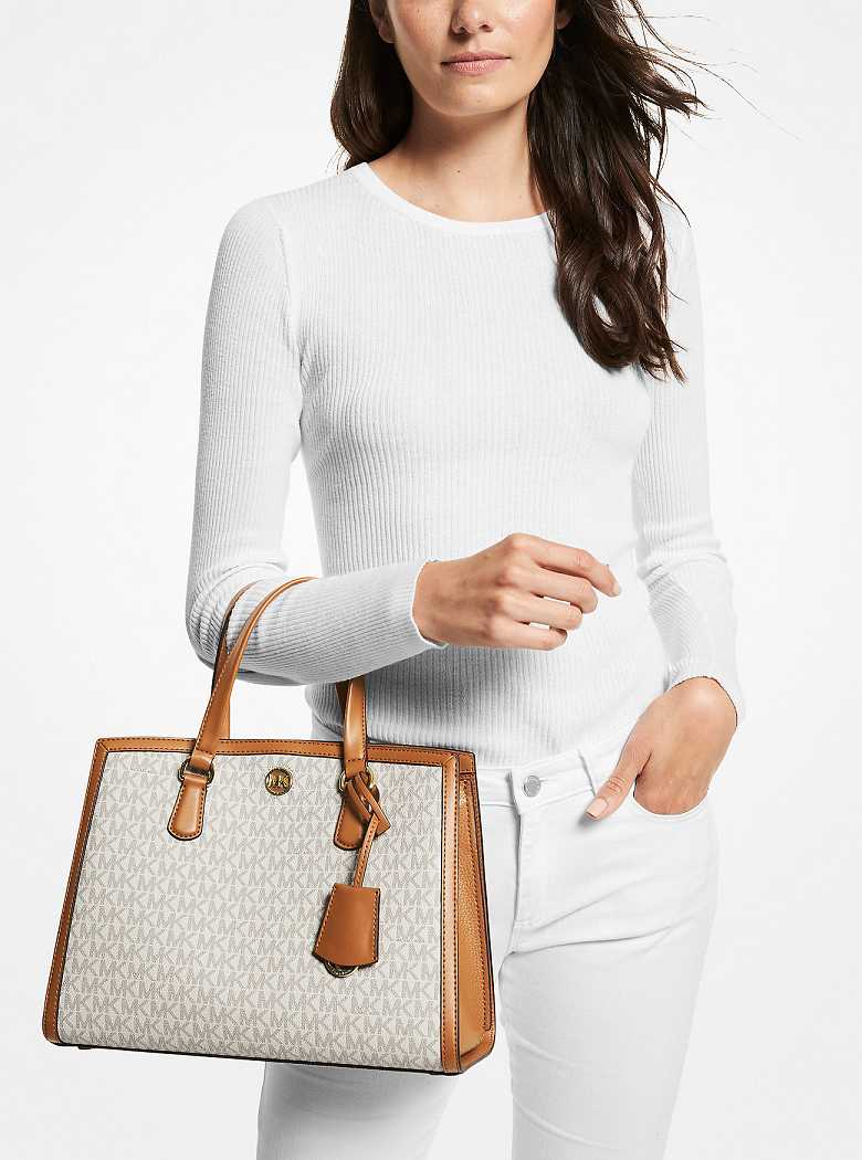 Michael Kors Chantal Medium Logo Vanilla/Acorn | SN-MK27356