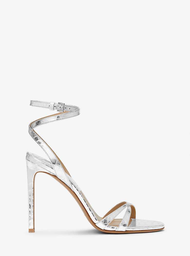 Michael Kors Chrissy Metallic Python Embossed Leather Silver | SN-MK27614