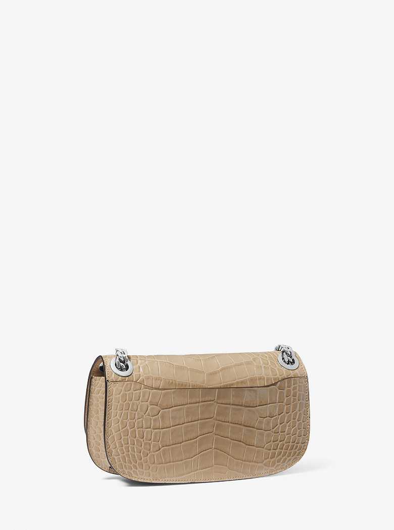 Michael Kors Christie Mini Crocodile Embossed Leather Sand | SN-MK27087