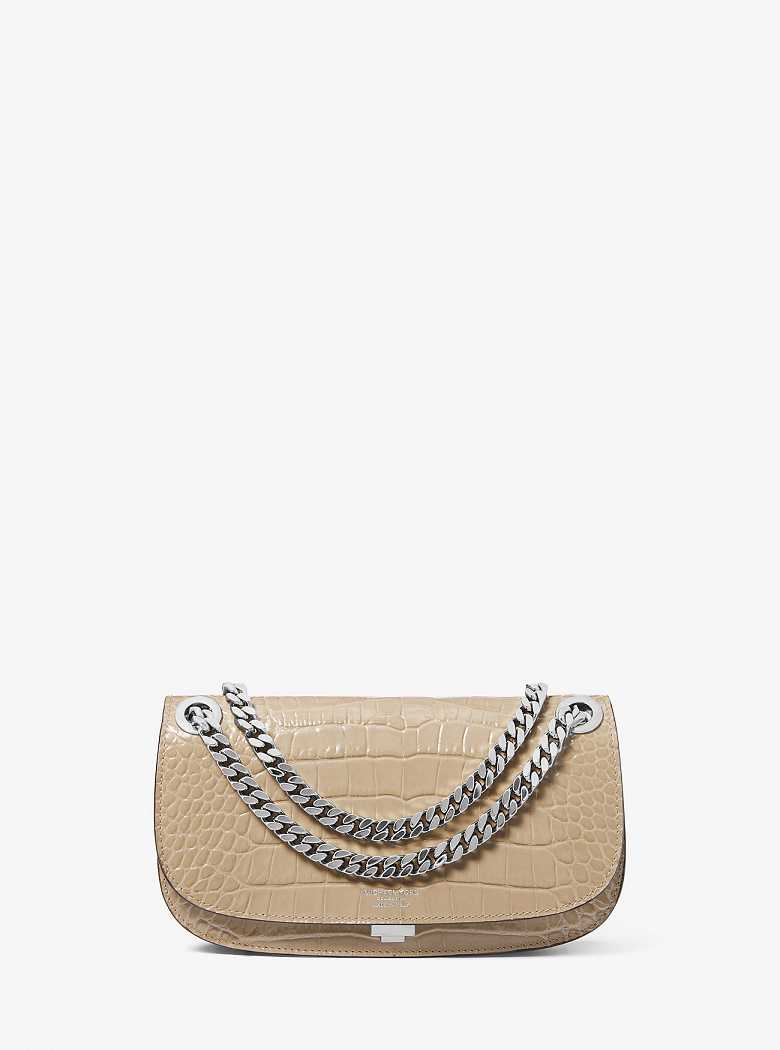 Michael Kors Christie Mini Crocodile Embossed Leather Sand | SN-MK27087