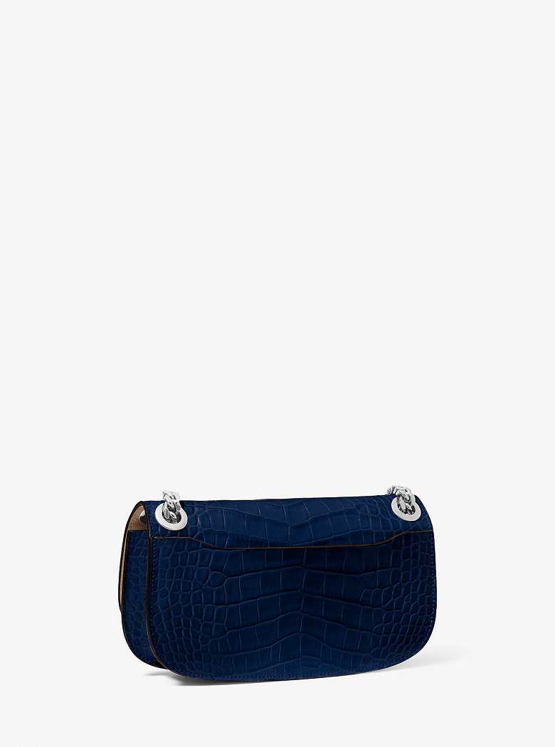 Michael Kors Christie Mini Crocodile Embossed Leather Navy | SN-MK27088