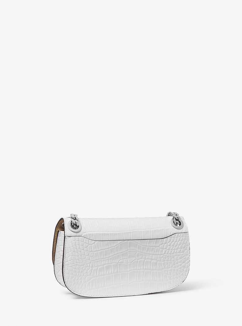 Michael Kors Christie Mini Crocodile Embossed Leather Optic White | SN-MK27089