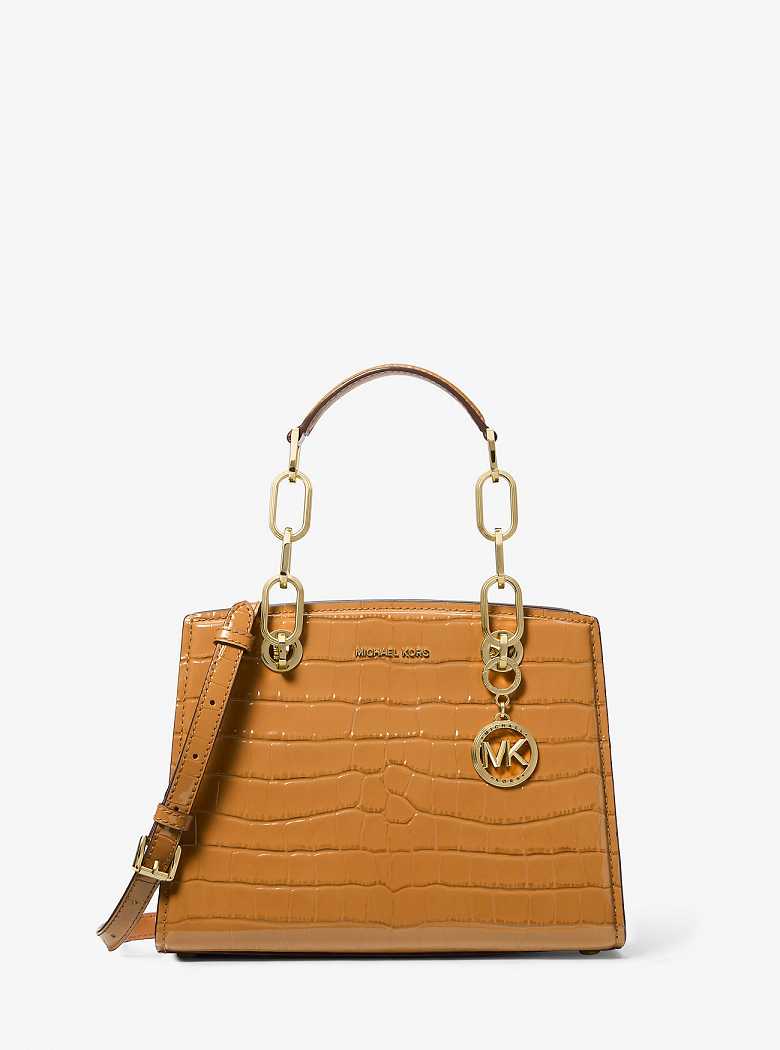 Michael Kors Cynthia Small Crocodile Embossed Leather Pale Peanut | SN-MK27320