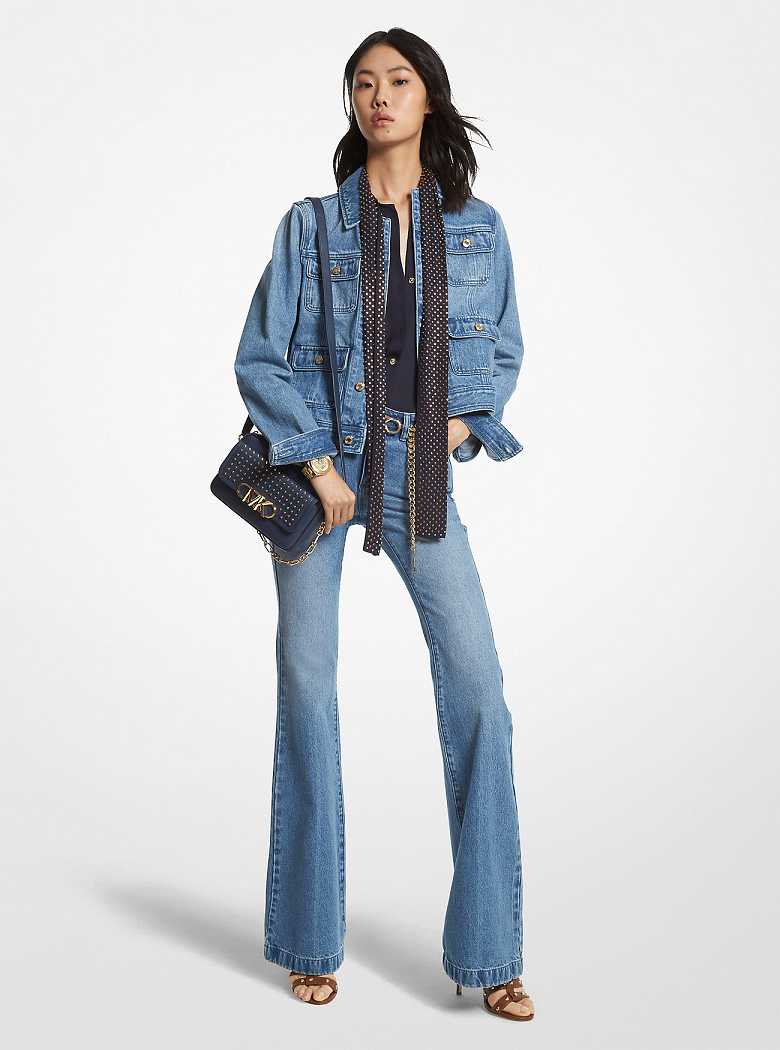 Michael Kors Denim Belted Flared Angel Blue Wash | SN-MK26567