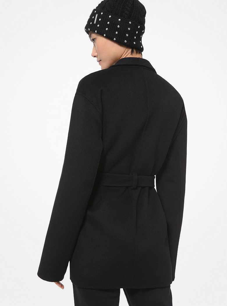 Michael Kors Double Face Wool Blend Shawl Collar Black | SN-MK26590