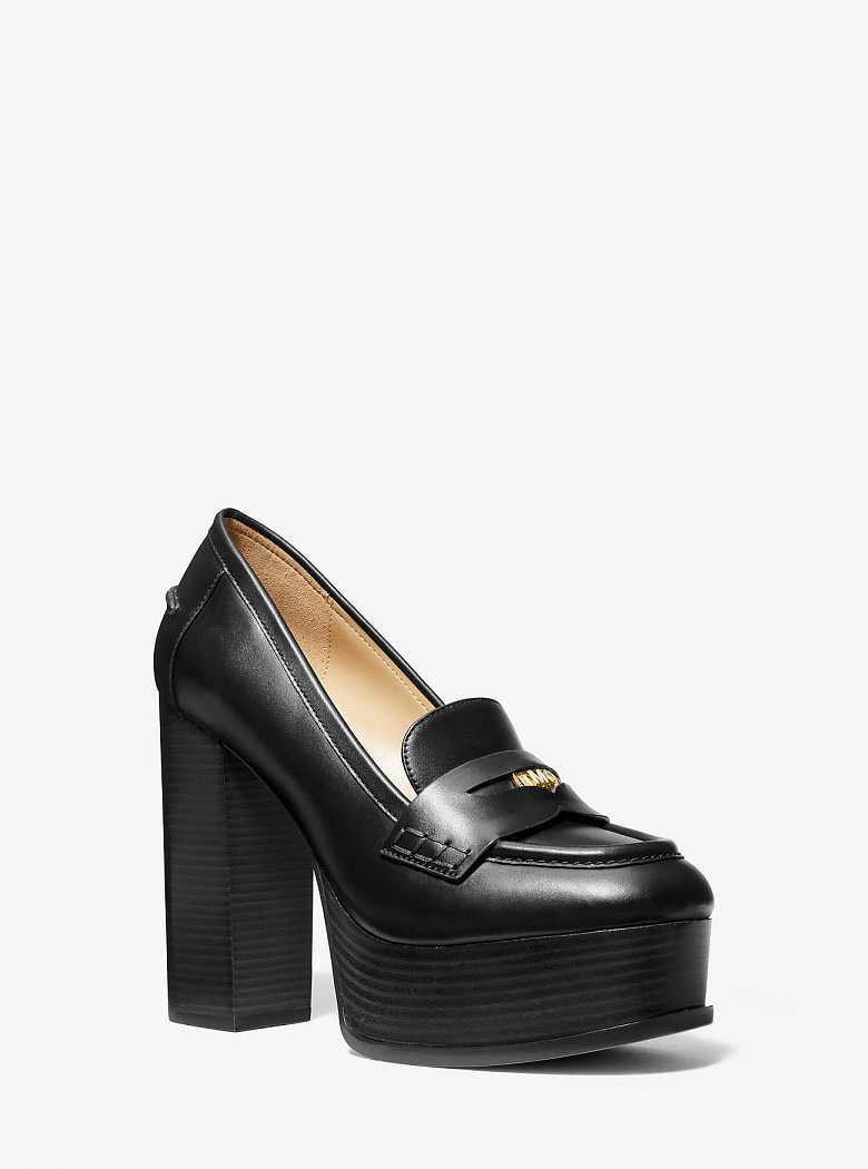 Michael Kors Eden Leather Platform Black | SN-MK27629