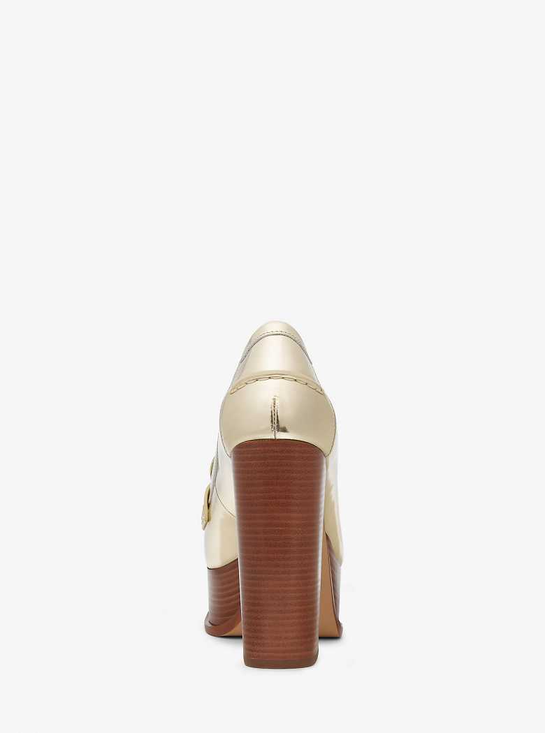 Michael Kors Eden Metallic Leather Platform Pale Gold | SN-MK27630