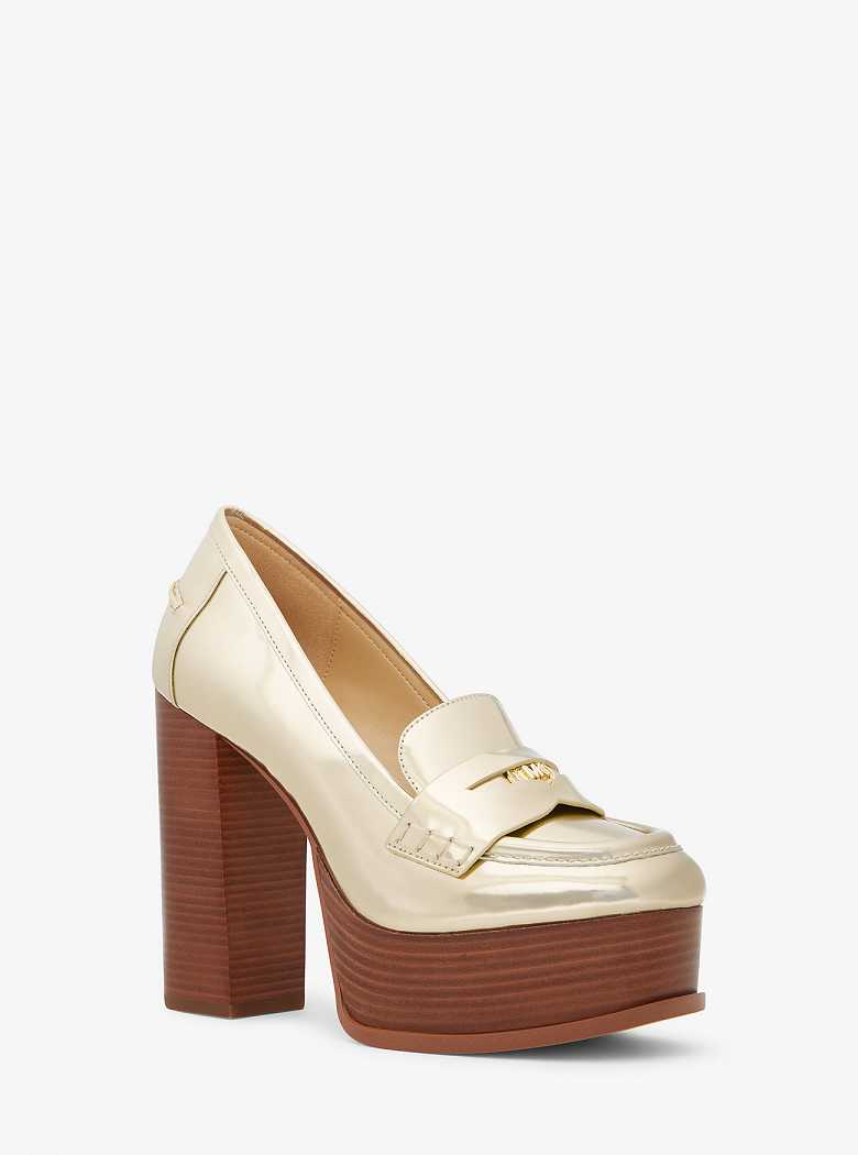 Michael Kors Eden Metallic Leather Platform Pale Gold | SN-MK27630