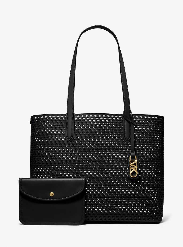 Michael Kors Eliza Extra-Large Hand-Woven Leather Black | SN-MK26795