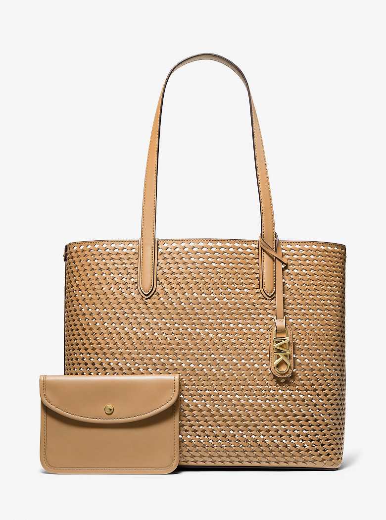 Michael Kors Eliza Extra-Large Hand-Woven Leather Camel | SN-MK26796