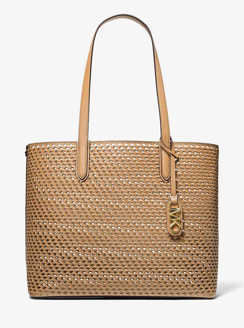 Michael Kors Eliza Extra-Large Hand-Woven Leather Camel | SN-MK26796