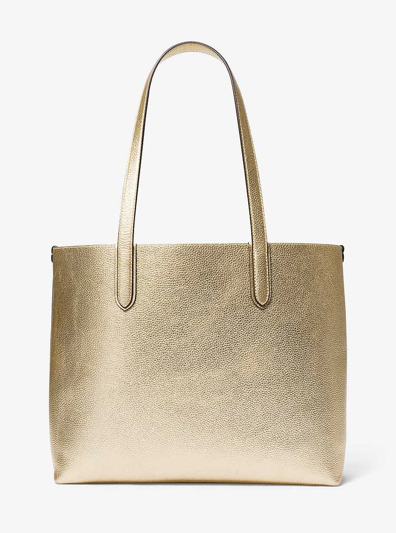 Michael Kors Eliza Extra-Large Metallic Pebbled Leather Pale Gold | SN-MK26831