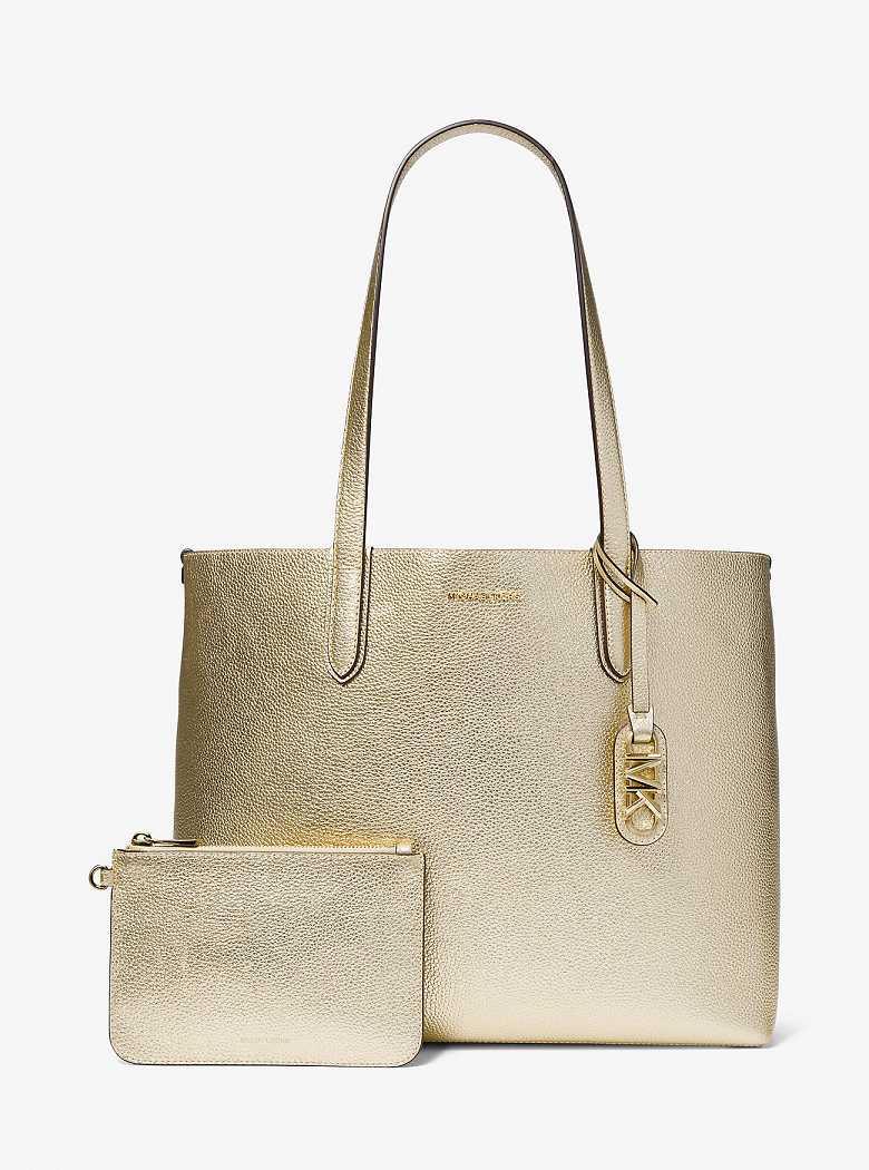 Michael Kors Eliza Extra-Large Metallic Pebbled Leather Pale Gold | SN-MK26831