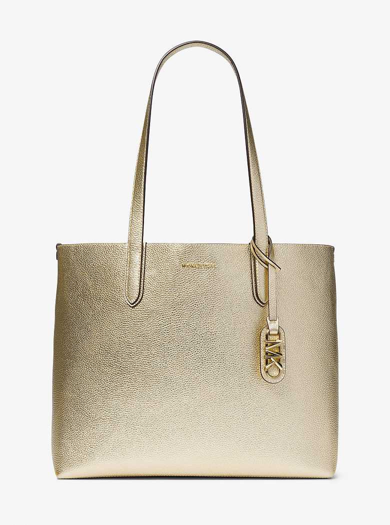 Michael Kors Eliza Extra-Large Metallic Pebbled Leather Pale Gold | SN-MK26831