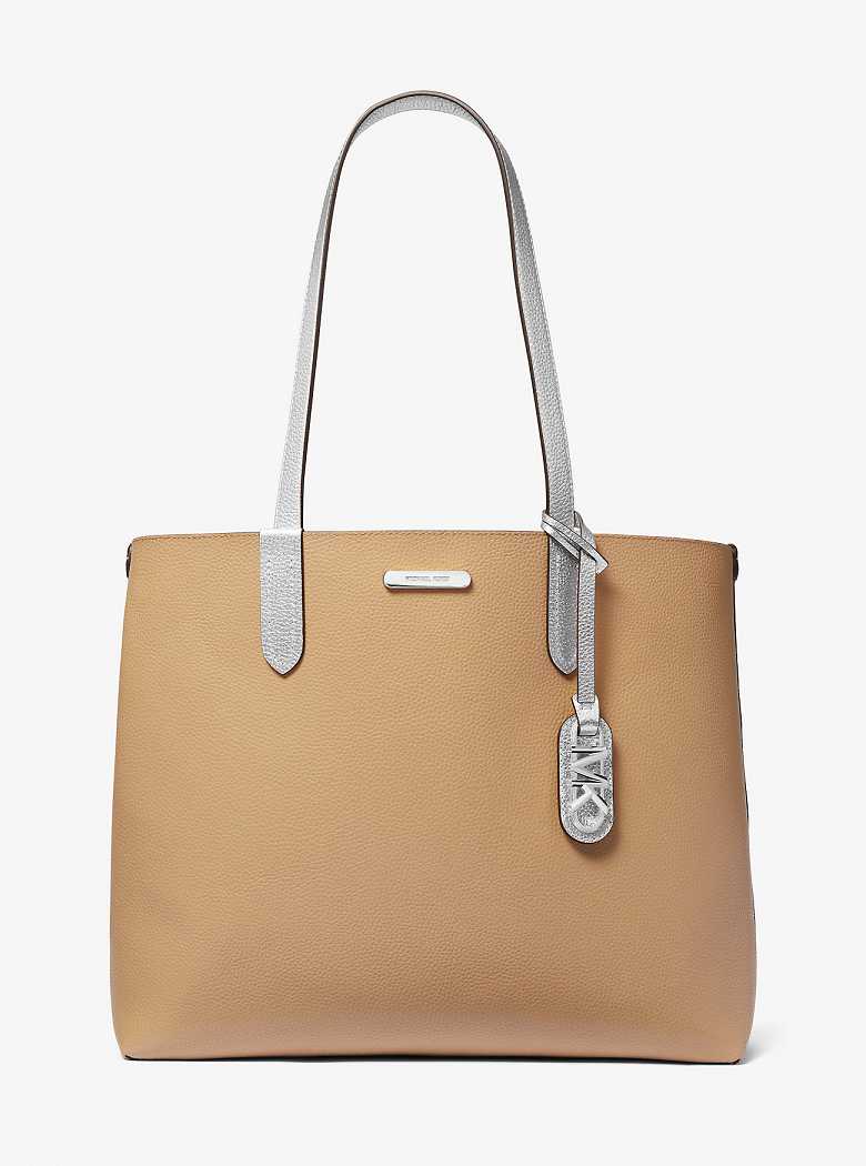 Michael Kors Eliza Extra-Large Metallic Pebbled Leather Silver | SN-MK26900