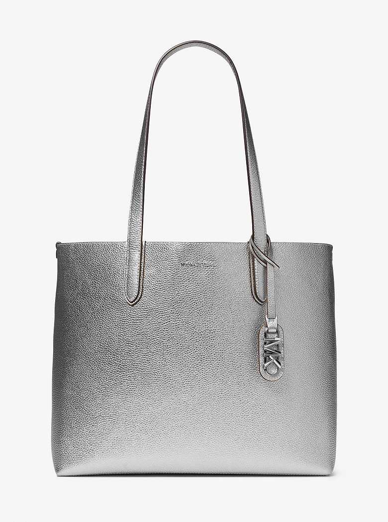 Michael Kors Eliza Extra-Large Metallic Pebbled Leather Silver | SN-MK26900