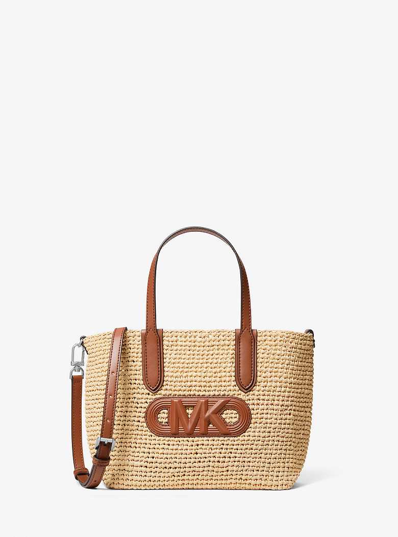 Michael Kors Eliza Extra-Small Empire Logo Straw Natural/Luggage | SN-MK26818