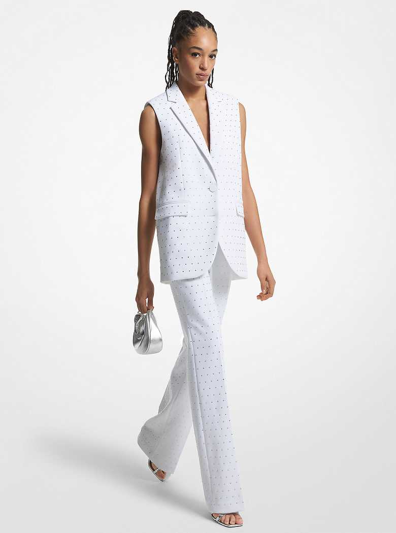 Michael Kors Embellished Crepe Sleeveless White | SN-MK26641