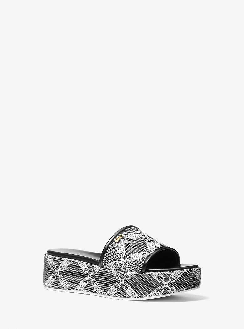 Michael Kors Ember Empire Logo Jacquard Platform Black/White | SN-MK27567