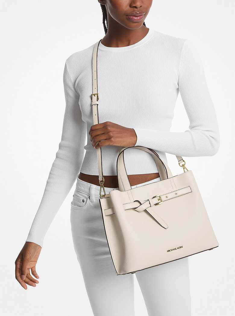 Michael Kors Emilia Large Pebbled Leather Lt Cream | SN-MK26875