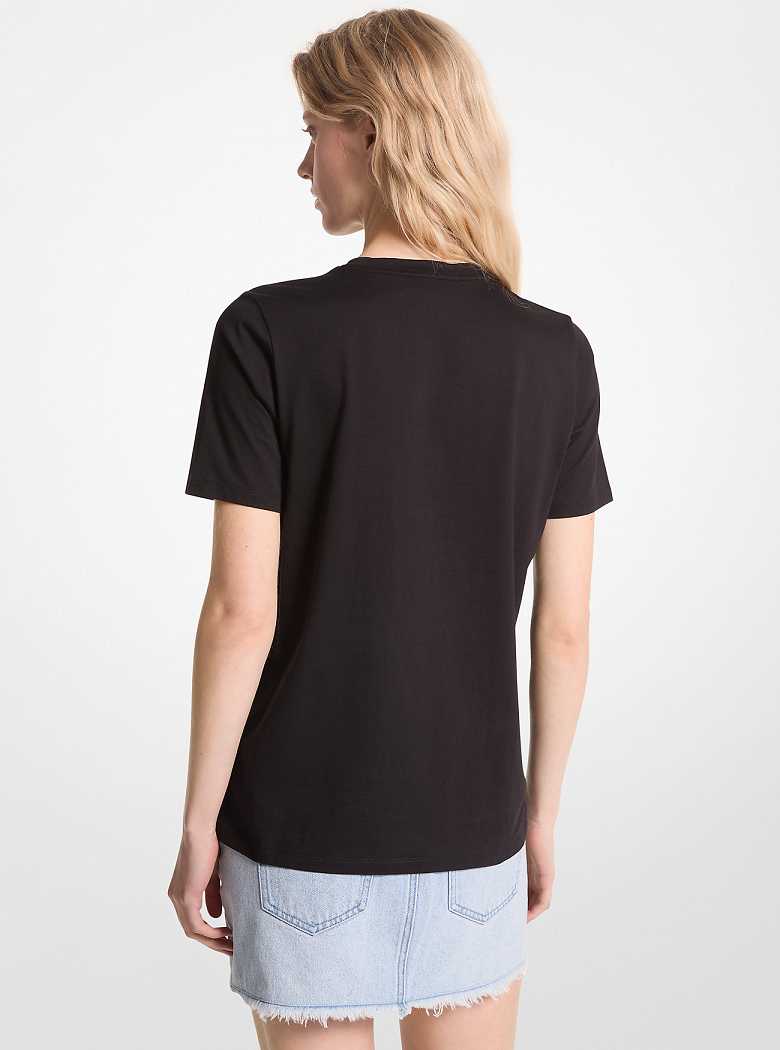 Michael Kors Empire Logo Organic Cotton Jersey T-Shirt Black | SN-MK26515