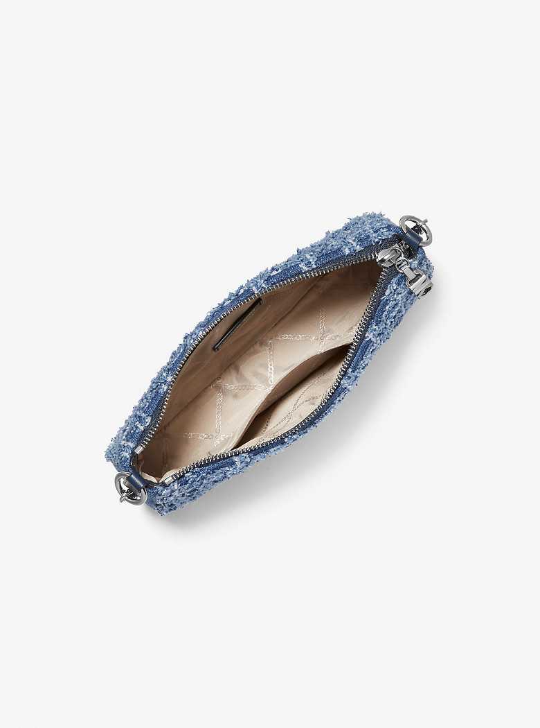 Michael Kors Empire Medium Frayed Denim Chain-Link Denim | SN-MK27010