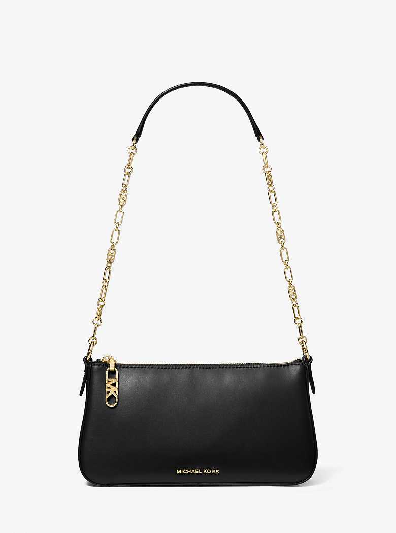 Michael Kors Empire Medium Leather Chain-Link Black | SN-MK26980