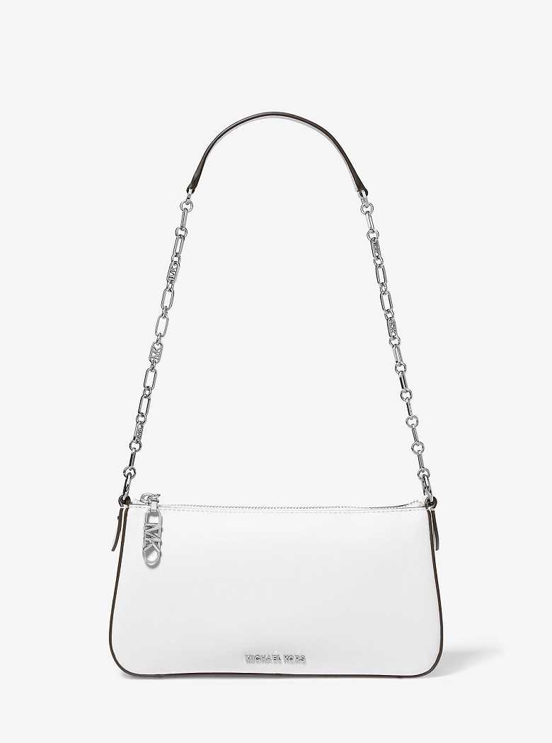 Michael Kors Empire Medium Leather Chain-Link Optic White | SN-MK26982