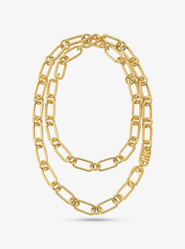 Michael Kors Empire Precious Metal-Plated Brass Double Chain-Link Gold | SN-MK27813