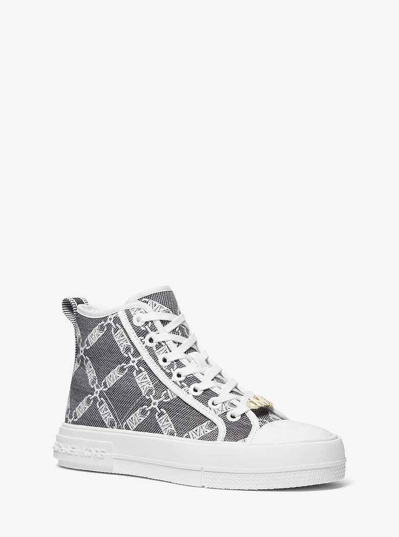 Michael Kors Evy Empire Logo Jacquard High-Top Black/White | SN-MK27421