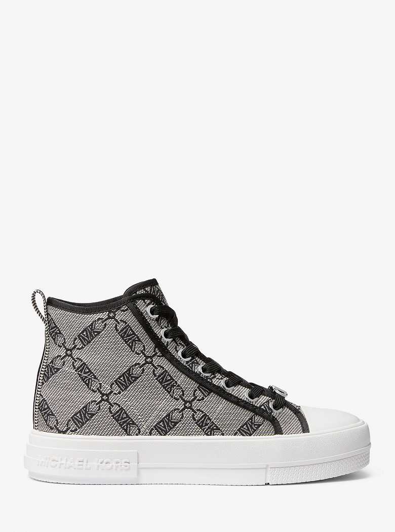 Michael Kors Evy Empire Logo Jacquard High-Top Natural/Black | SN-MK27453