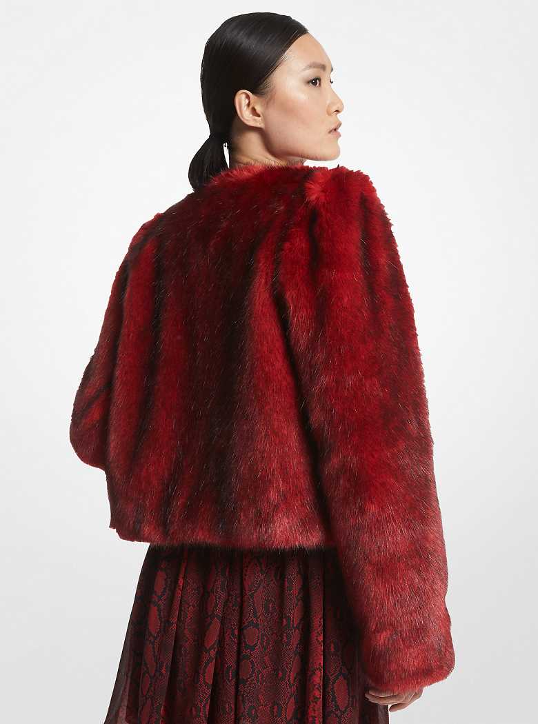 Michael Kors Faux Fur Cropped Crimson | SN-MK26633