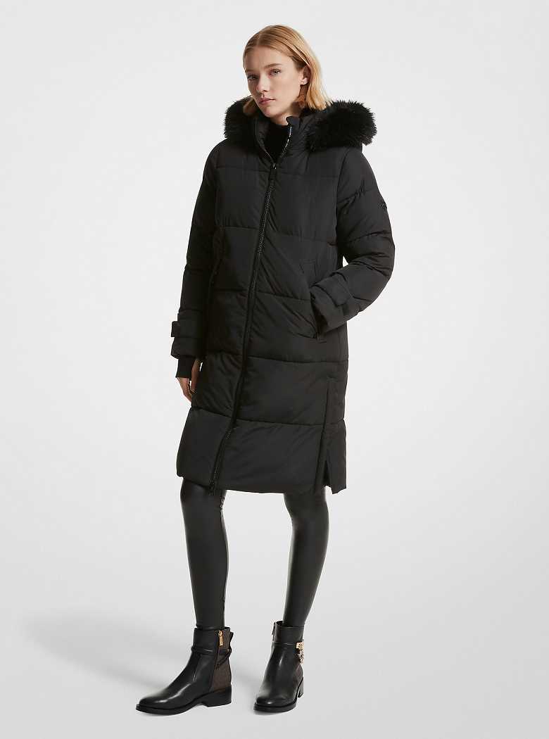 Michael Kors Faux Fur Trim Quilted Black | SN-MK26624