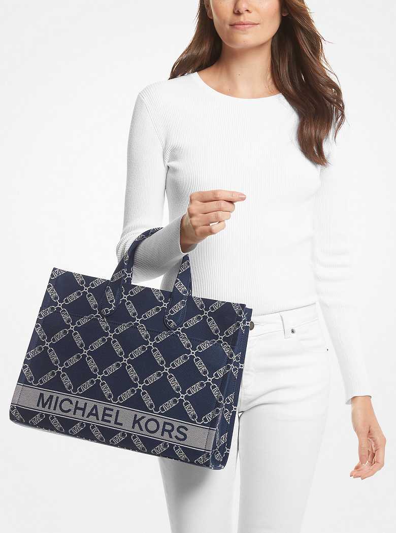 Michael Kors Gigi Large Empire Logo Jacquard Navy Multi | SN-MK26799