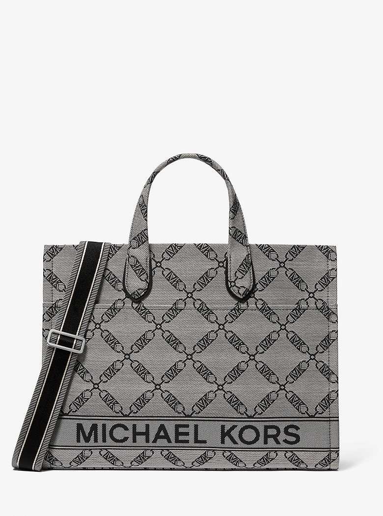 Michael Kors Gigi Large Empire Logo Jacquard Natural/Black | SN-MK26801