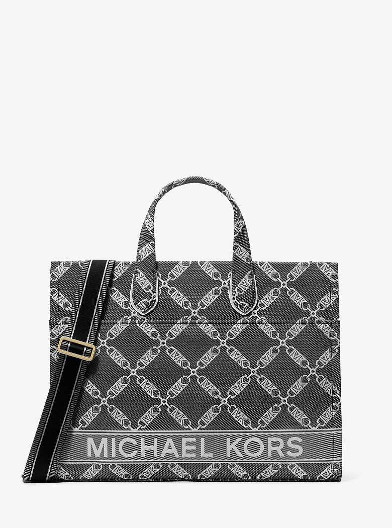 Michael Kors Gigi Large Empire Logo Jacquard Black/White | SN-MK26803