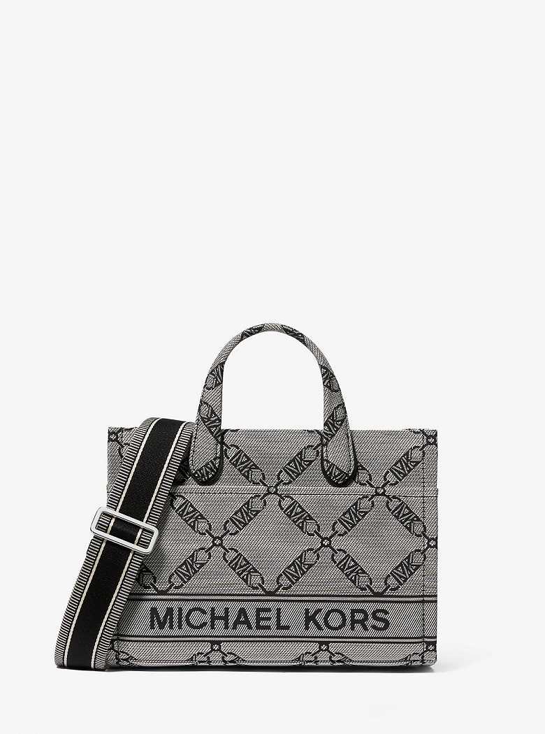 Michael Kors Gigi Small Empire Logo Jacquard Natural/Black | SN-MK27292