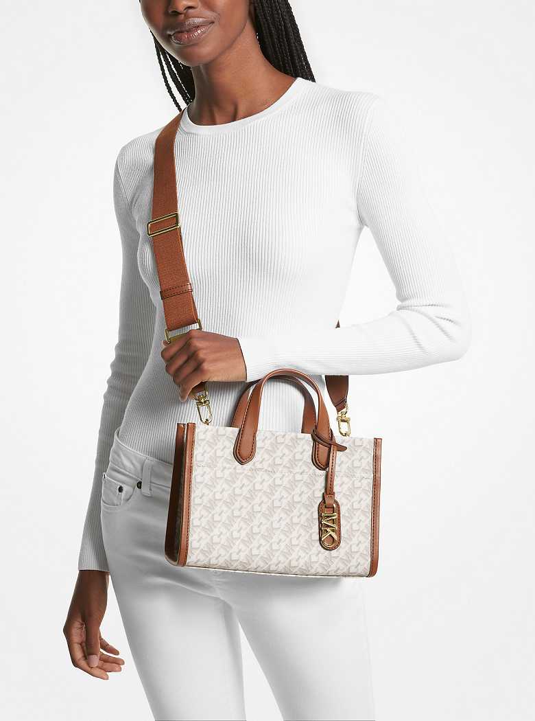 Michael Kors Gigi Small Empire Signature Logo Vanilla/Luggage | SN-MK26861