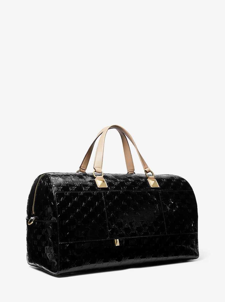 Michael Kors Grayson Extra-Large Logo Embossed Patent Black | SN-MK28156